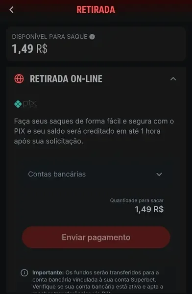 Saques na Superbet Brasil