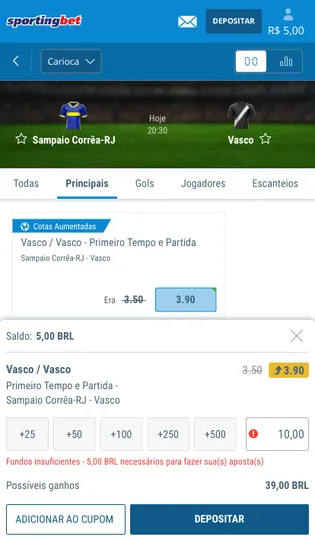 cotas aumentadas para apostas na Sportingbet