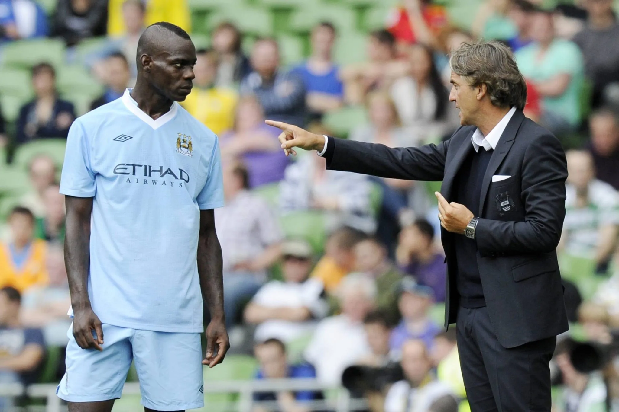 Mario Balotelli e Roberto Mancini no Manchester City (Foto: IMAGO / Gribaudi/ImagePhoto)