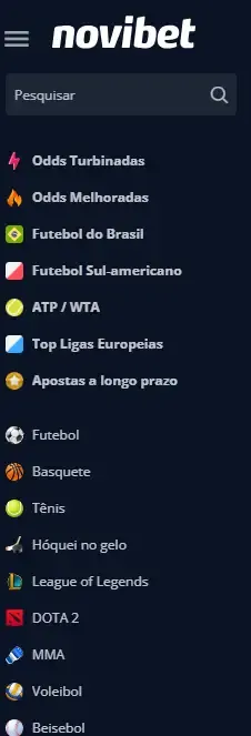 op&ccedil;&otilde;es novibet