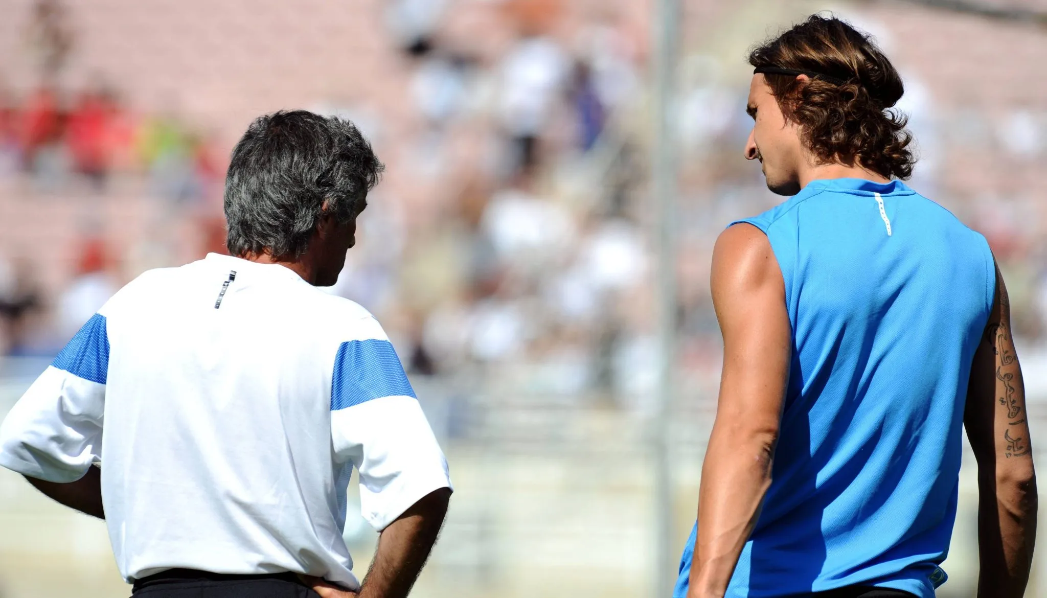 Ibrahimovic e Mourinho durante treino da Internazionale