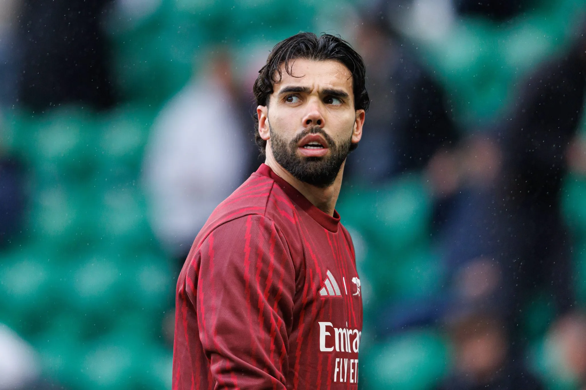 Raya durante aquecimento do Arsenal