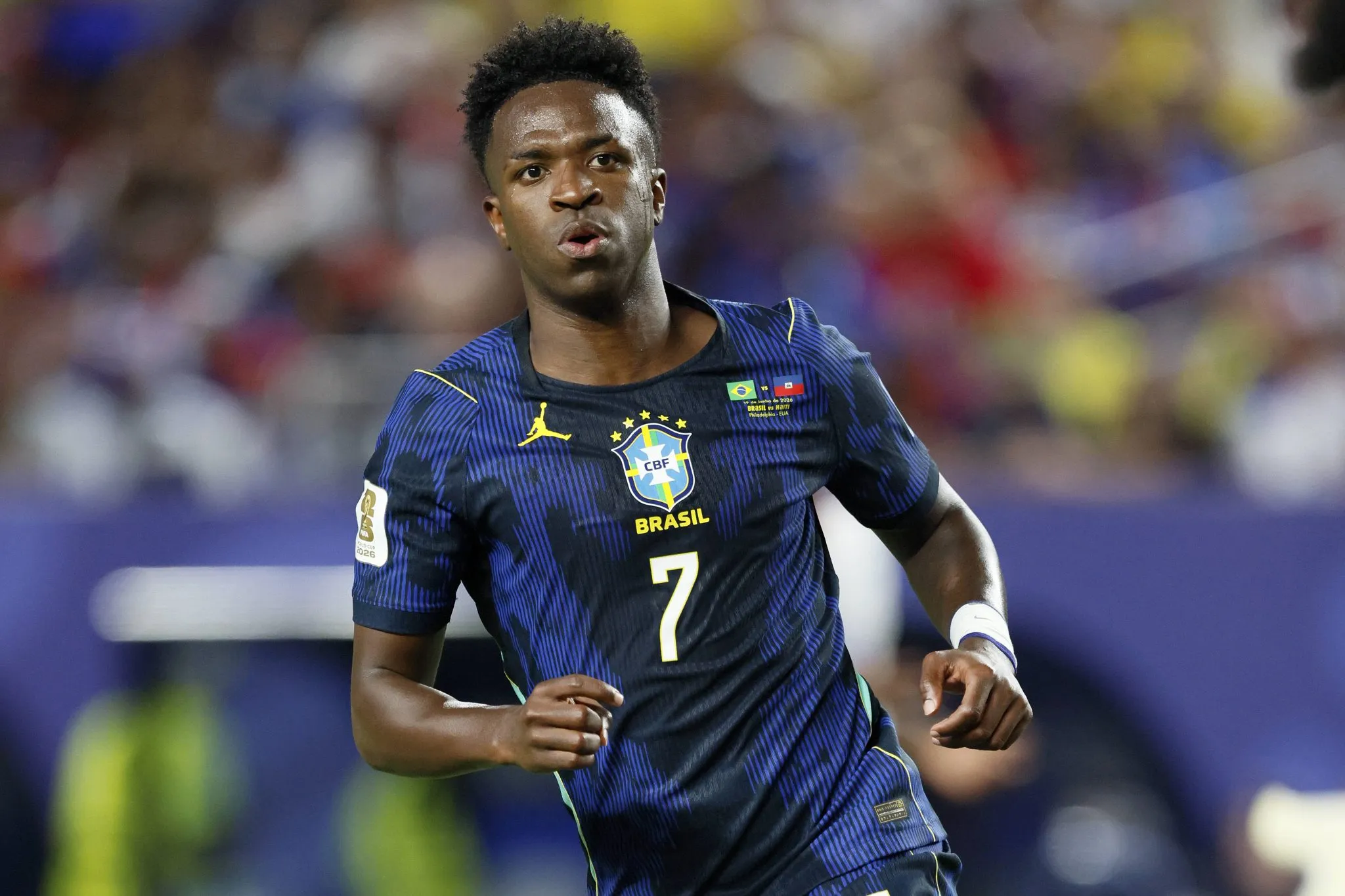 Vin&iacute;cius J&uacute;nior em jogo da sele&ccedil;&atilde;o brasileira na Copa do Mundo 2026