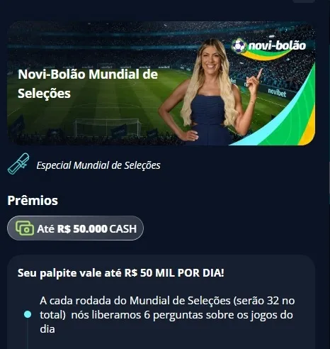 Novi-Bol&atilde;o da Novibet na Copa do Mundo 2026
