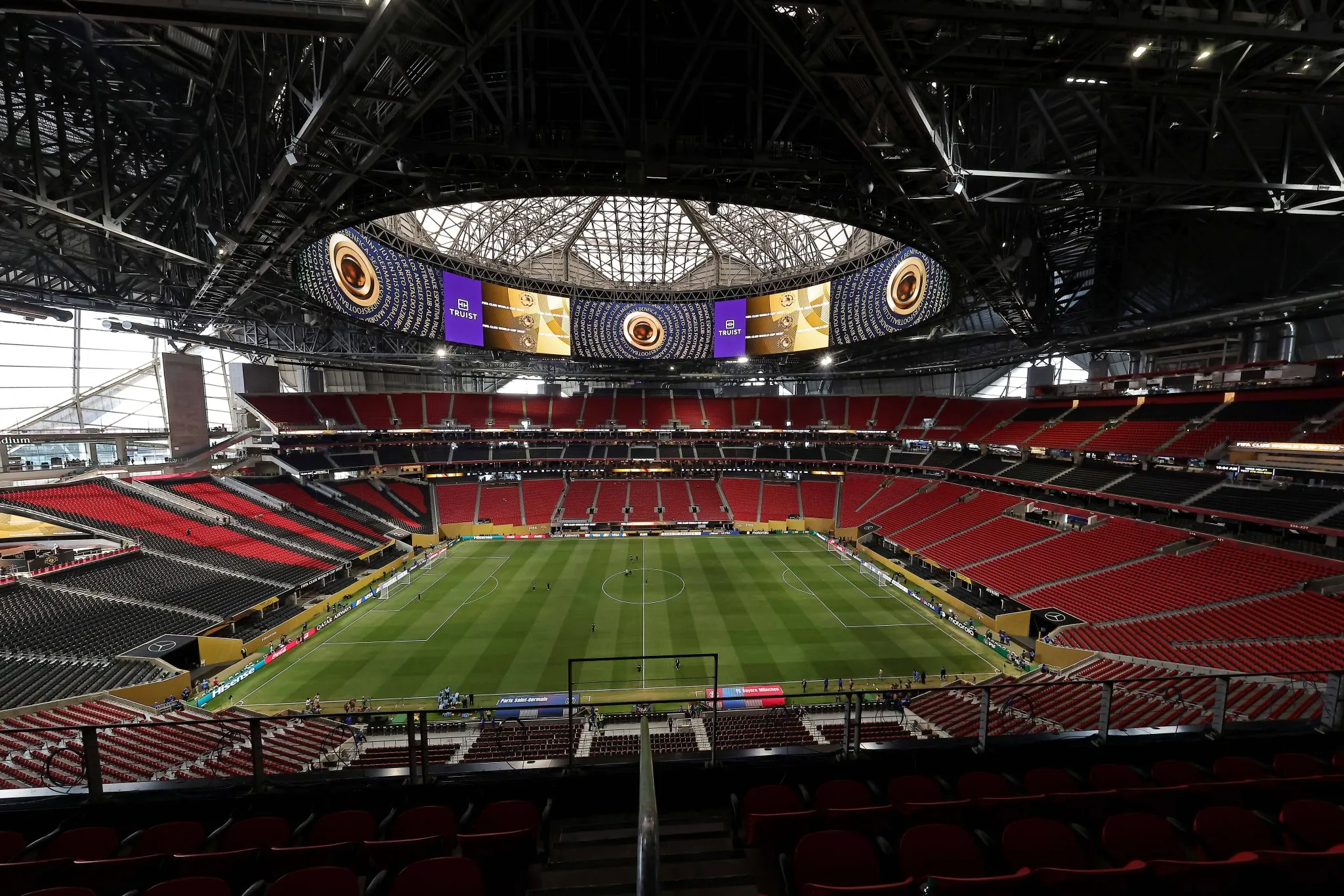 Mercedes-Benz Stadium, em Atlanta, na Ge&oacute;rgia, que receber&aacute; partidas da Copa do Mundo de 2026