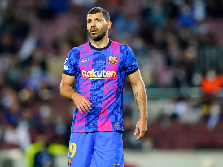 Sergio Ag&uuml;ero pelo Barcelona, em outubro de 2021. Foto: Icon Sport