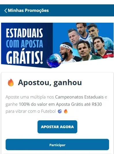 Captura de tela da promo&ccedil;&atilde;o de aposta gr&aacute;tis da Sportingbet