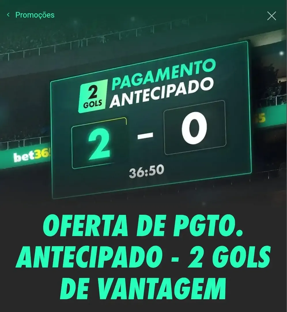 Captura de tela da oferta de Pagamento Antecipado da Bet365