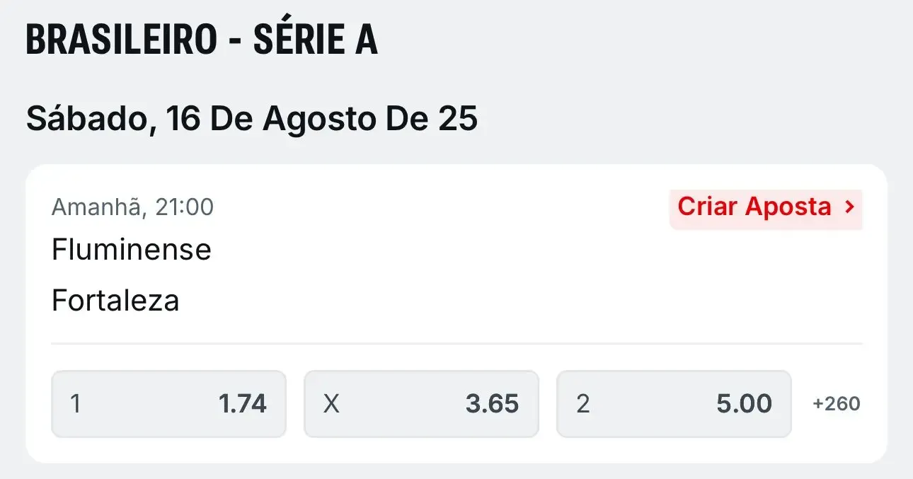 Odds de uma partida do Brasileir&atilde;o no app da Superbet