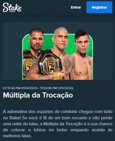 M&uacute;ltipla de Troca&ccedil;&atilde;o, promo&ccedil;&atilde;o da Stake para combates do UFC Fight Night