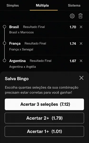 Aposta m&uacute;ltipla na Copa com o Salva Bingo, da BetMGM, dispon&iacute;vel
