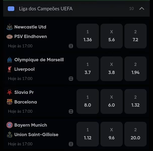 Captura de tela da p&aacute;gina com jogos que possuem o centro de partida da Betboom