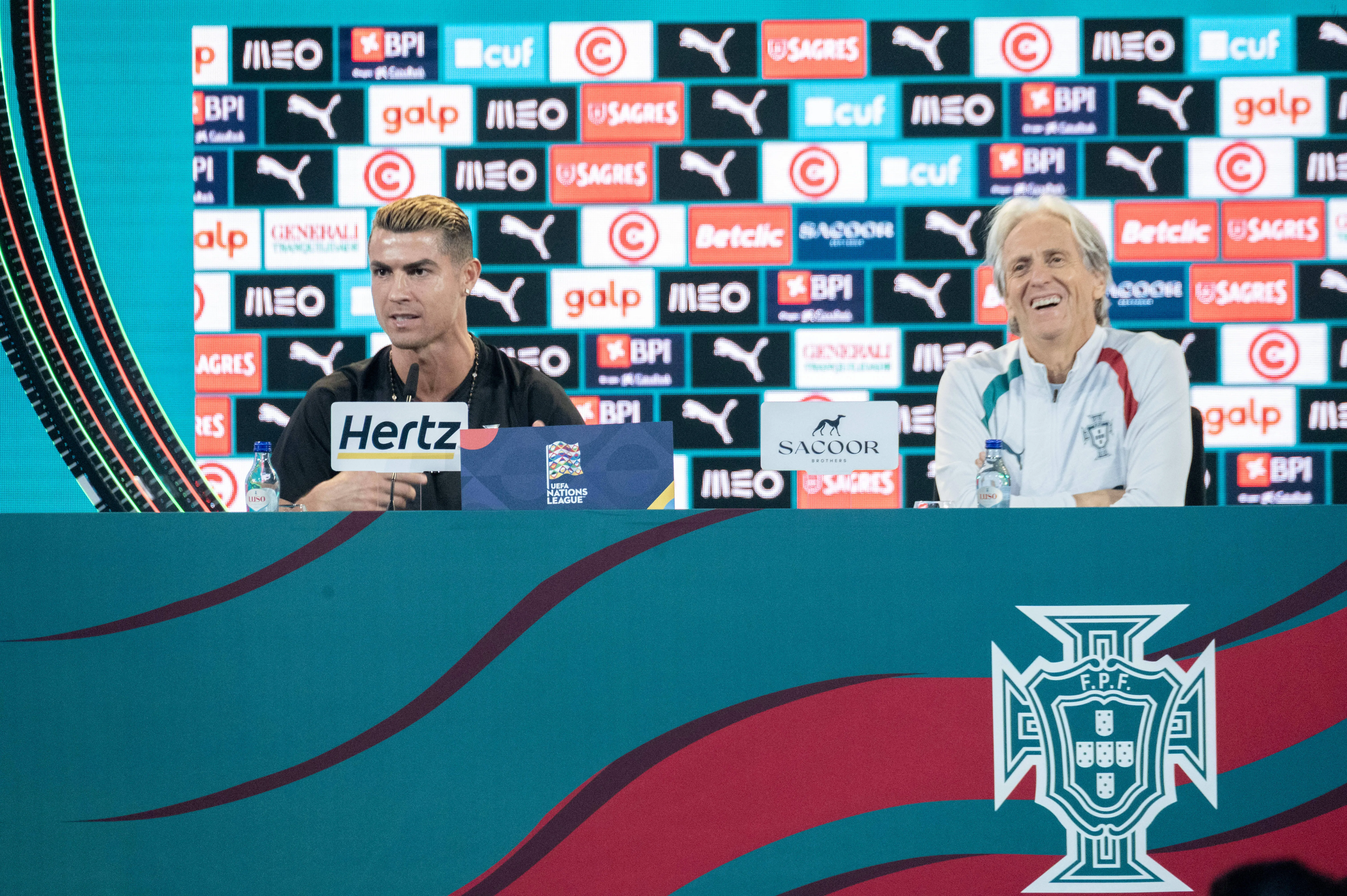 Cristiano Ronaldo e Jorge Jesus durante coletiva pela seleção de Portugal (Foto: IMAGO / ZUMA Press Wire)
