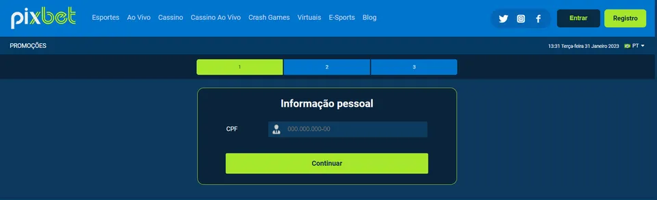 Pixbet registro