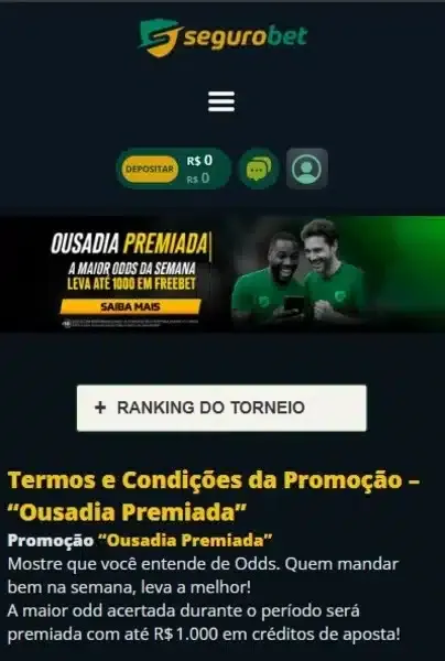 Captura de tela do b&ocirc;nus de free bet oferecido pela Segurobet