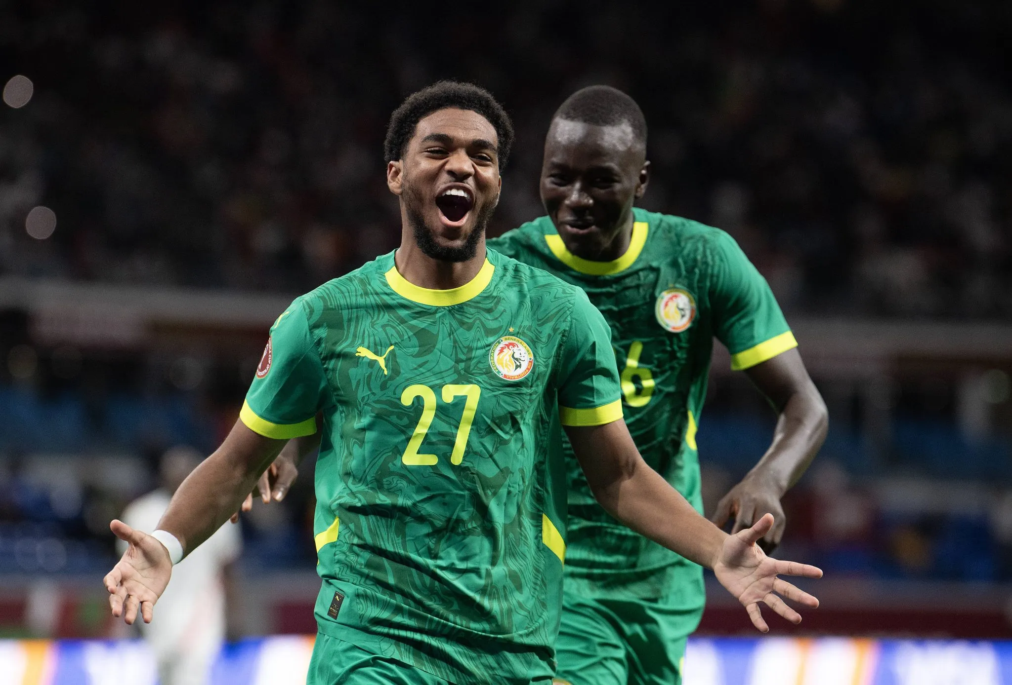Ibrahim Mbaye durante gol da sele&ccedil;&atilde;o de Senegal (Foto: IMAGO / Visionhaus)