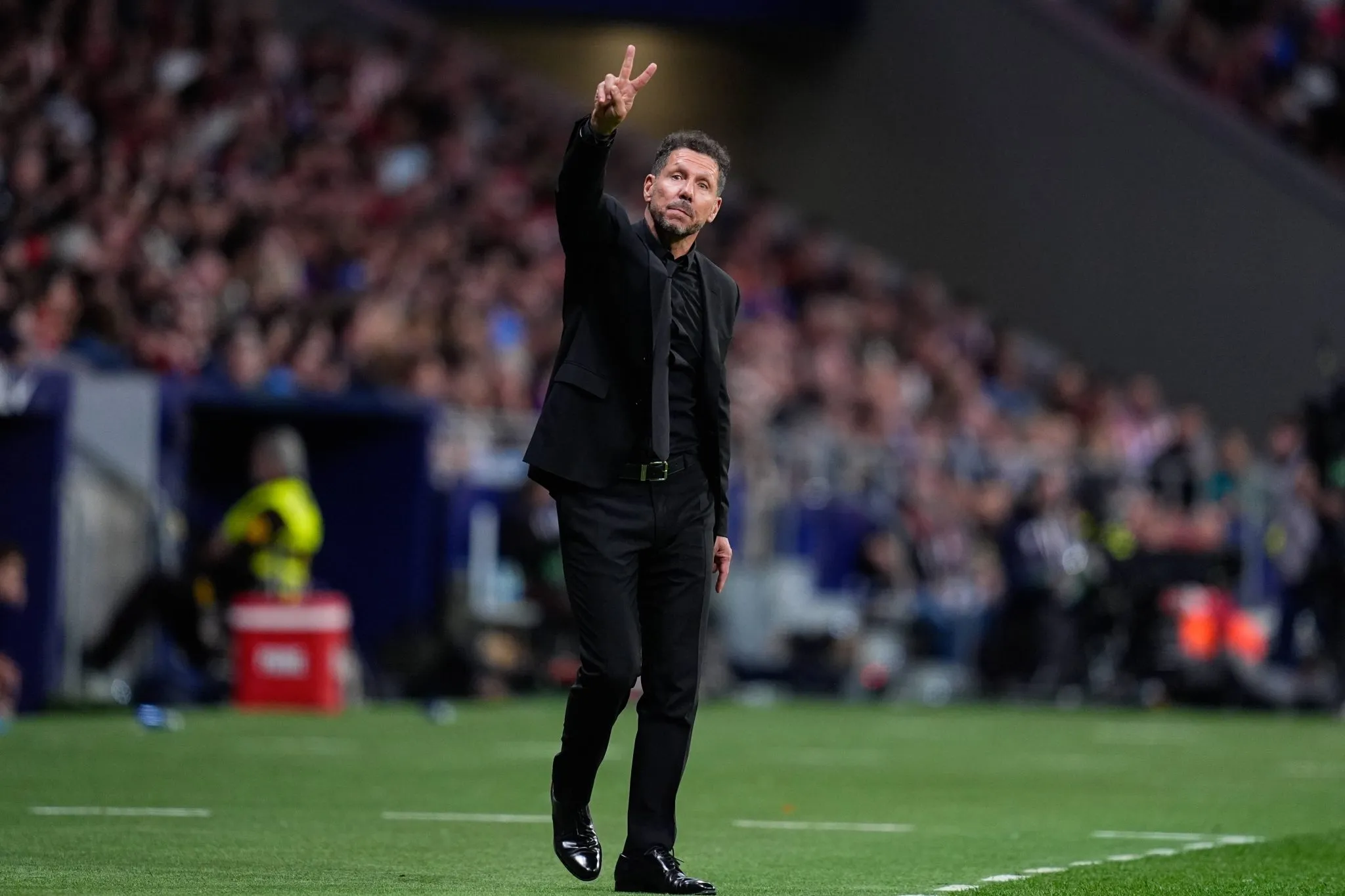 Diego Simeone em jogo do Atl&eacute;tico de Madrid