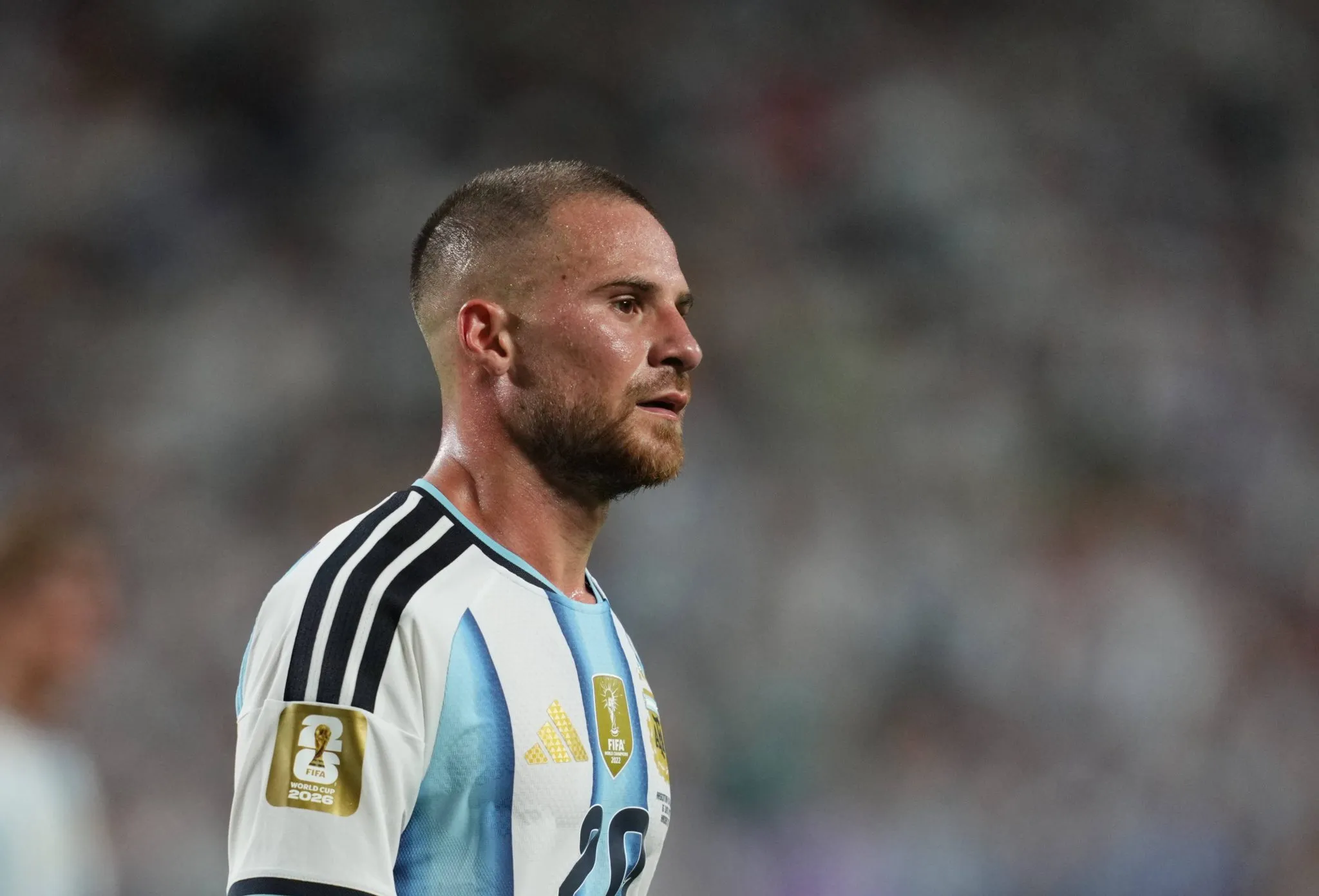 Mac Allister em jogo da sele&ccedil;&atilde;o argentina na Copa do Mundo