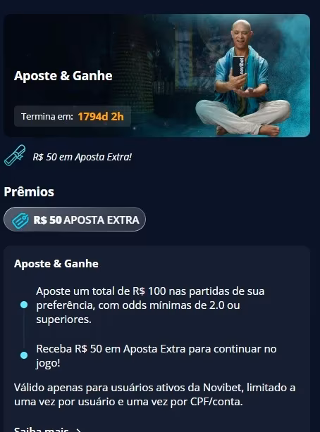 Promo&ccedil;&atilde;o Aposte & Ganhe da Novibet