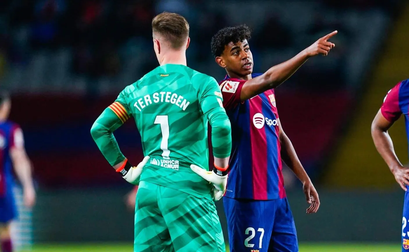 Ter Stegen d&aacute; conselhos para Lamine Yamal n&atilde;o decepcionar no Barcelona