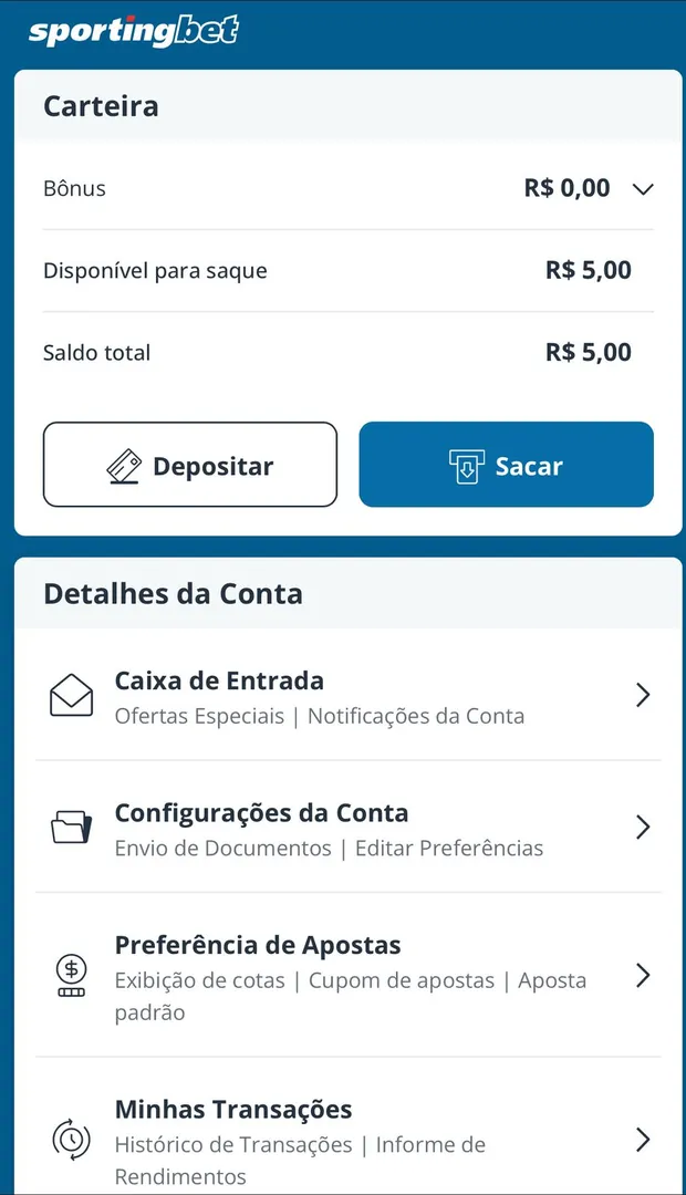 Saque Sportingbet: quanto demora, limites e valores m&iacute;nimos!