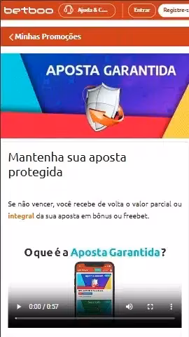 Captura de tela da oferta de &ldquo;Aposta Garantida&rdquo; da Betboo

