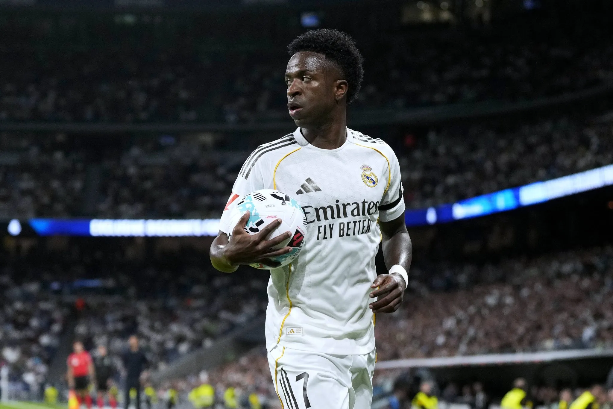 Vinicius J&uacute;nior em a&ccedil;&atilde;o pelo Real Madrid 