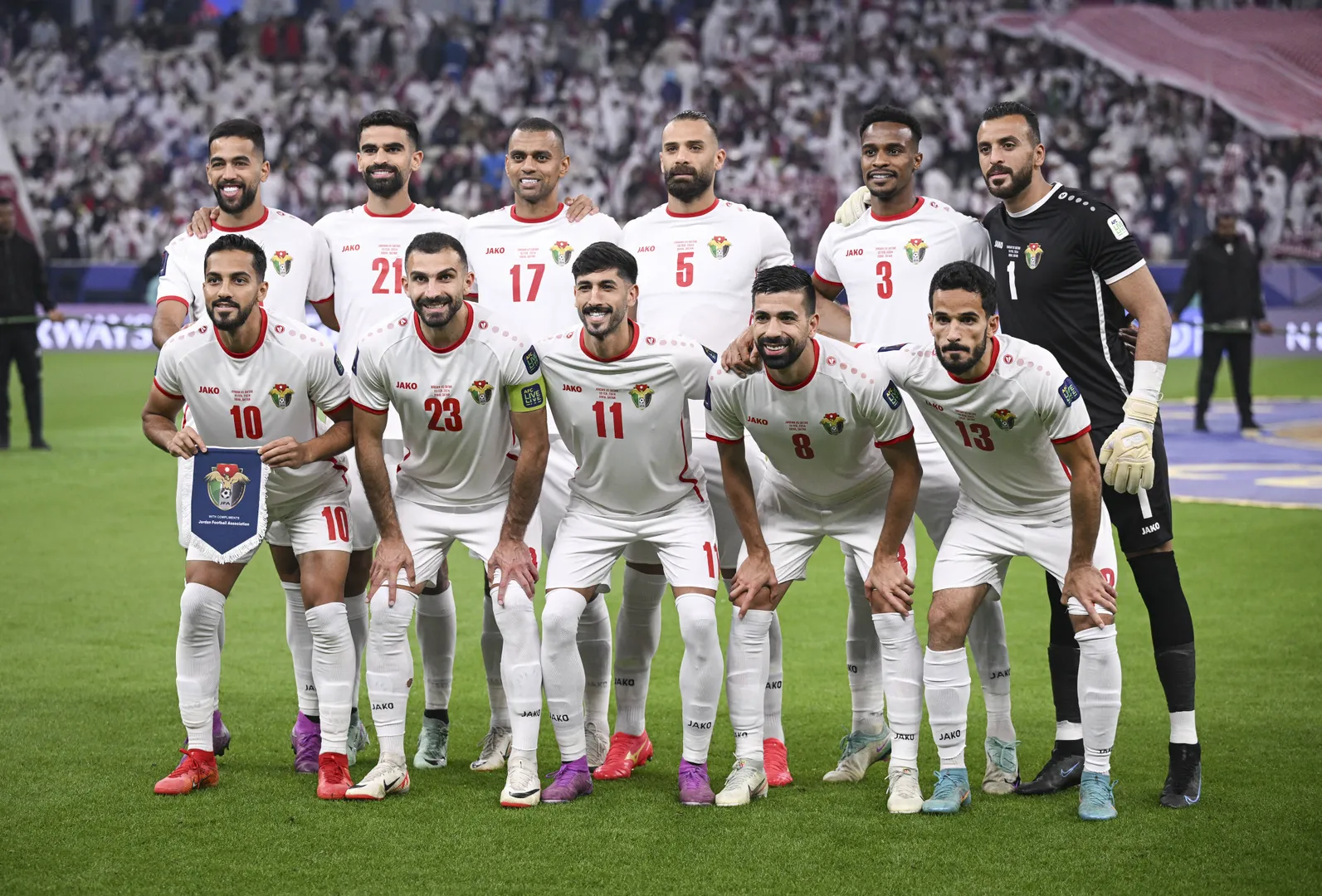 Sele&ccedil;&atilde;o da Jord&acirc;nia antes da final da Copa da &Aacute;sia