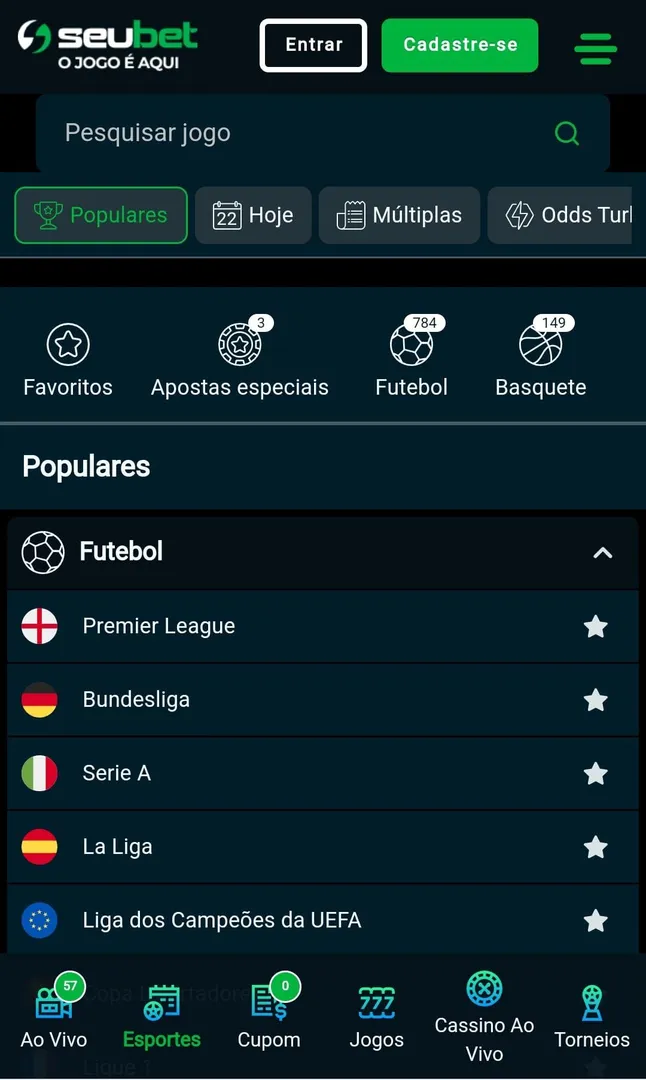 Captura de tela da p&aacute;gina inicial da Seubet