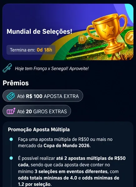 Promo&ccedil;&atilde;o "Mundial de Sele&ccedil;&otilde;es", da Novibet
