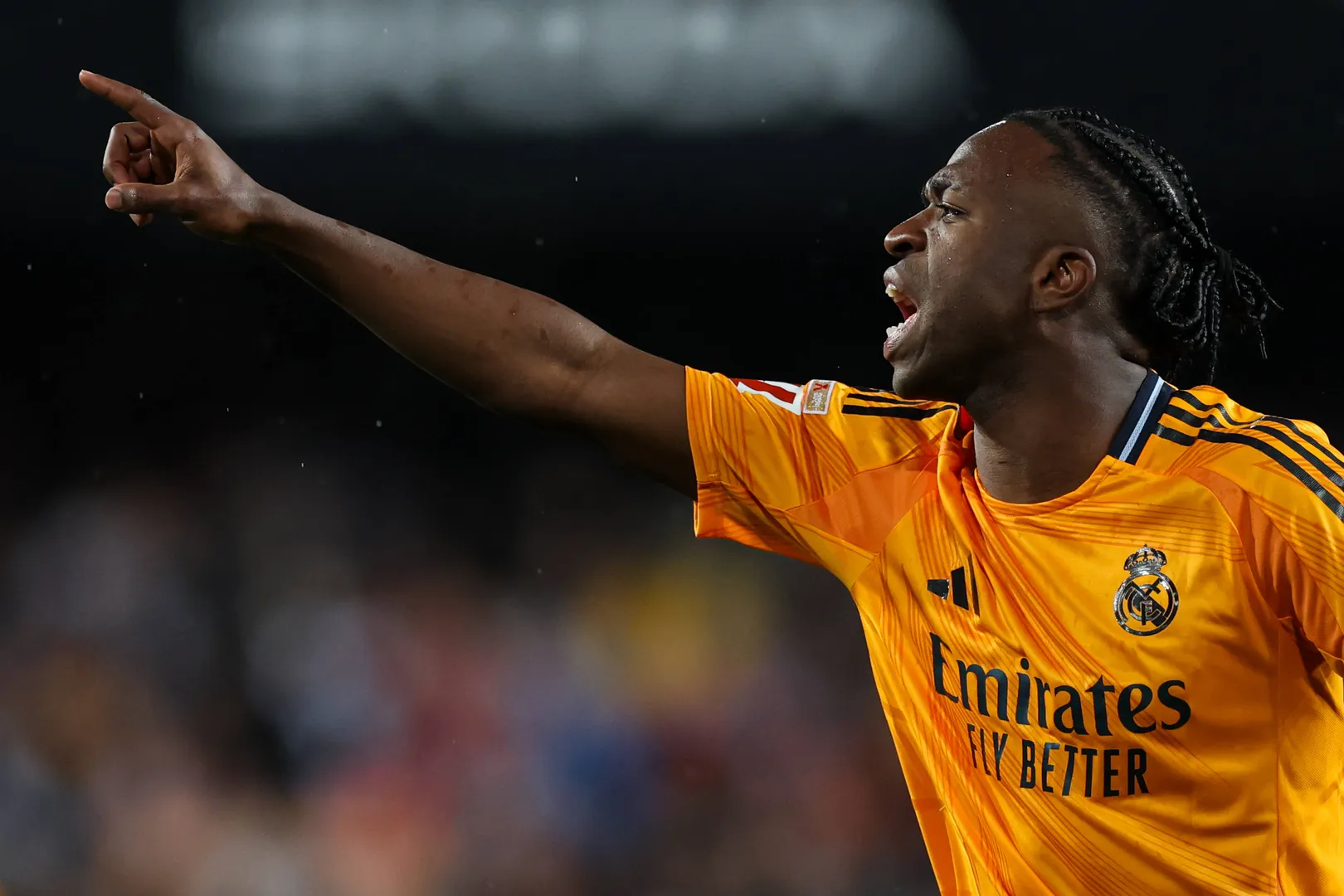 Vinicius Junior na partida do Real Madrid contra o Valencia