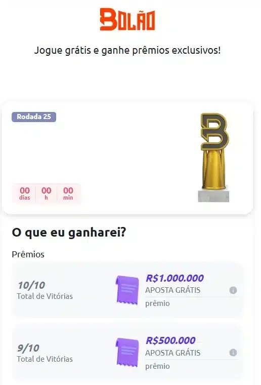 Captura de tela do Bol&atilde;o da Betano