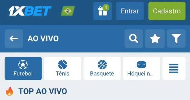 Captura de tela da 1xBet ao vivo.