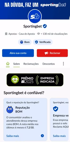 P&aacute;gina inicial da Reclame Aqui com as avalia&ccedil;&otilde;es feitas por usu&aacute;rios sobre a Sportingbet
