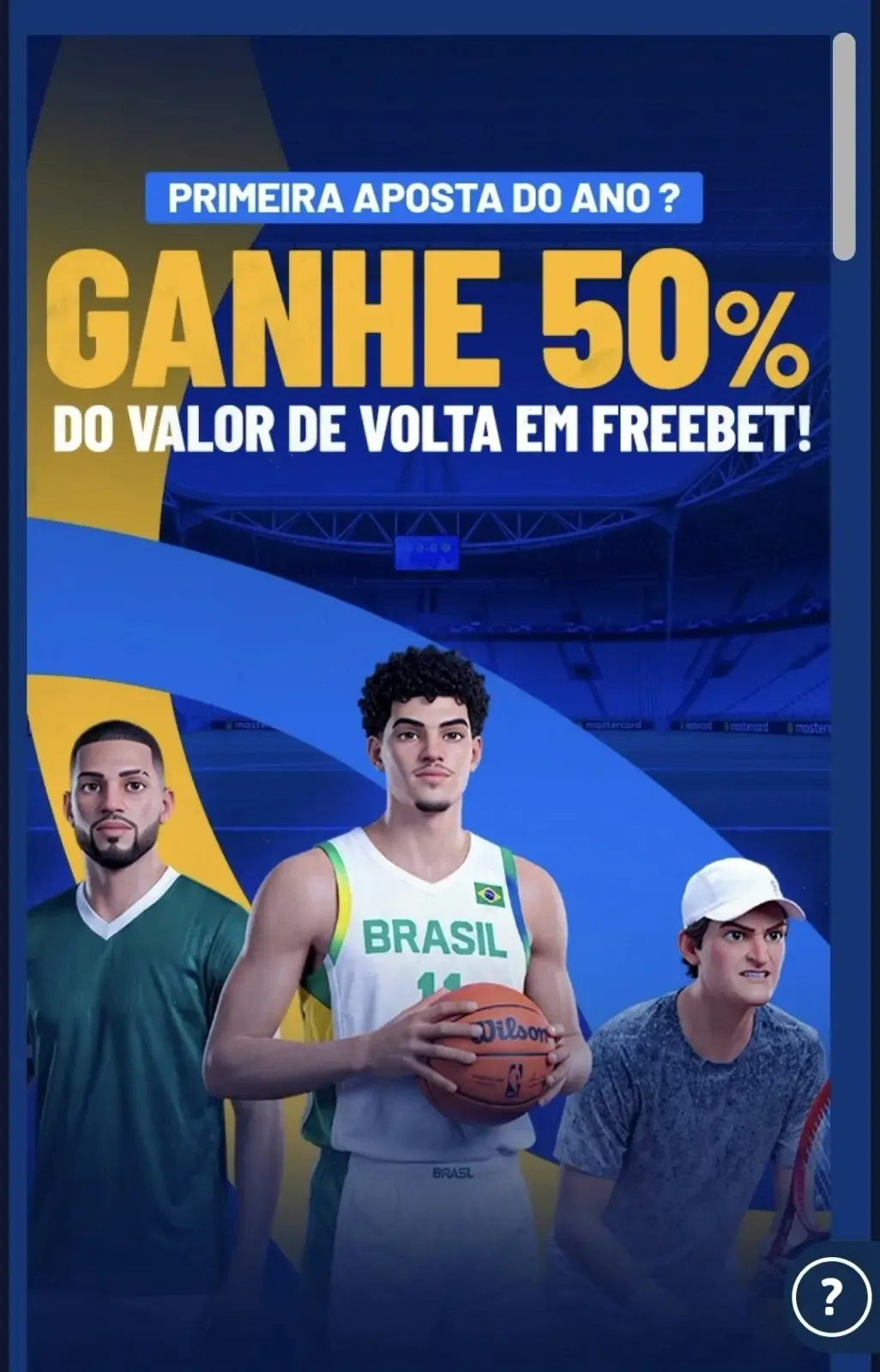 Captura de tela da logo da campanha Primeira Aposta do Ano da Galera Bet.