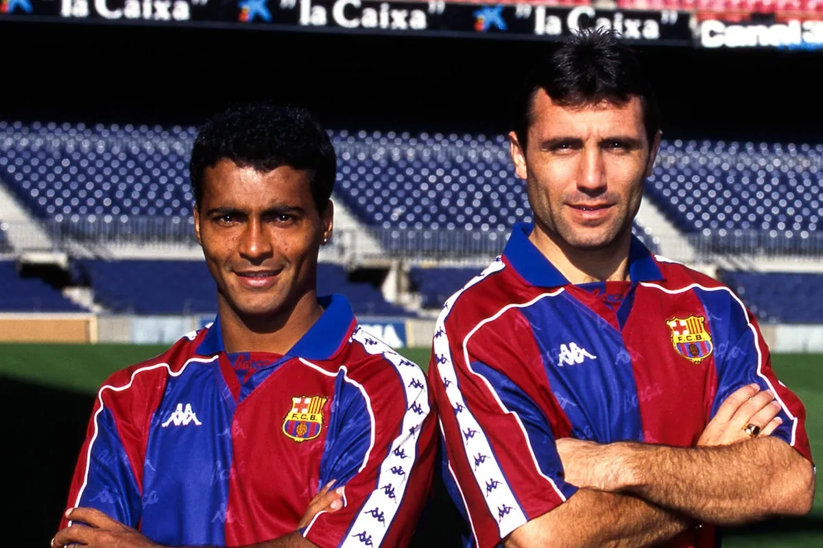 Rom&aacute;rio e Stoichkov no Barcelona (Foto: Icon Sport)