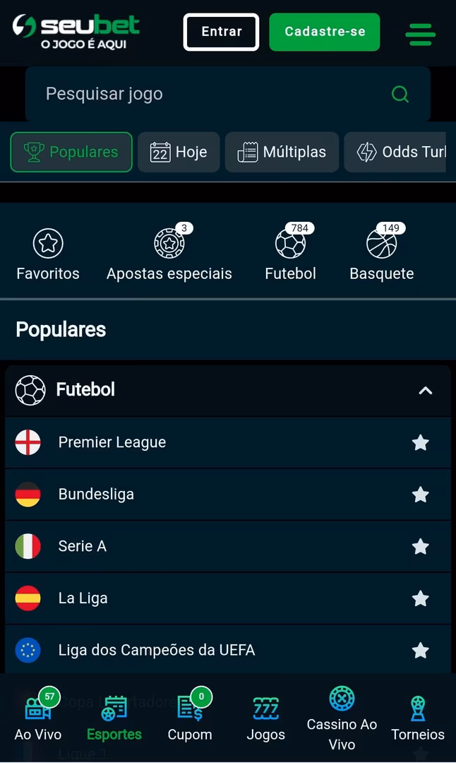 Captura de tela da p&aacute;gina inicial da Seubet