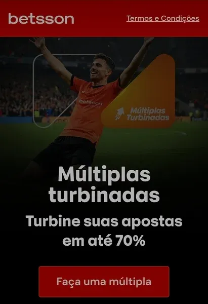 Banner promocional das m&uacute;ltiplas turbinadas de at&eacute; 70% na Betsson
