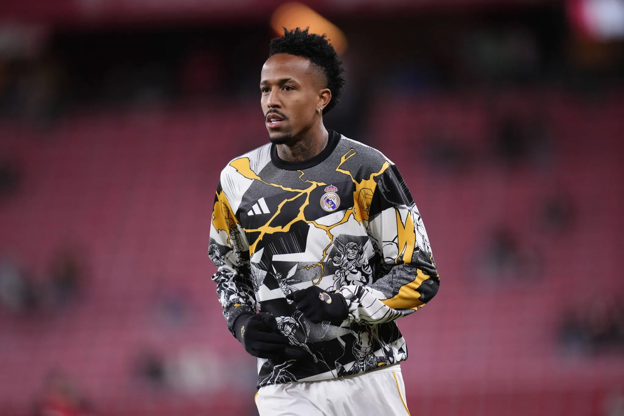 Eder Milit&atilde;o em aquecimento antes de jogo do Real Madrid