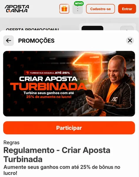 Banner promocional da oferta no Criar Aposta da Aposta Ganha