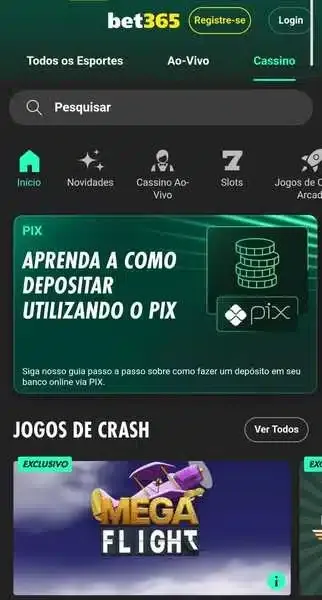 Captura de tela da p&aacute;gina de cassino da Bet365