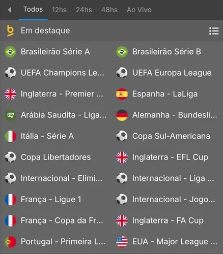 Captura de tela da lista de de