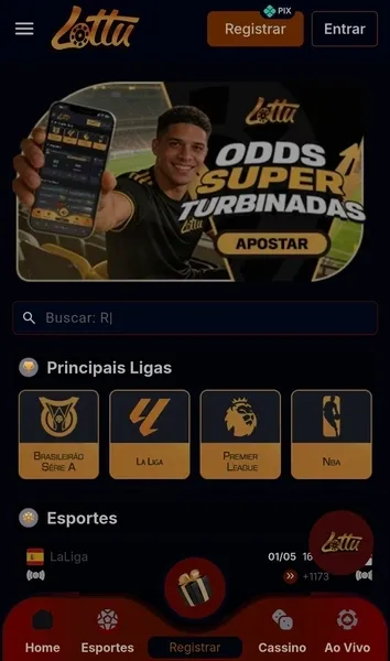P&aacute;gina inicial da Lottu na vers&atilde;o mobile para Android