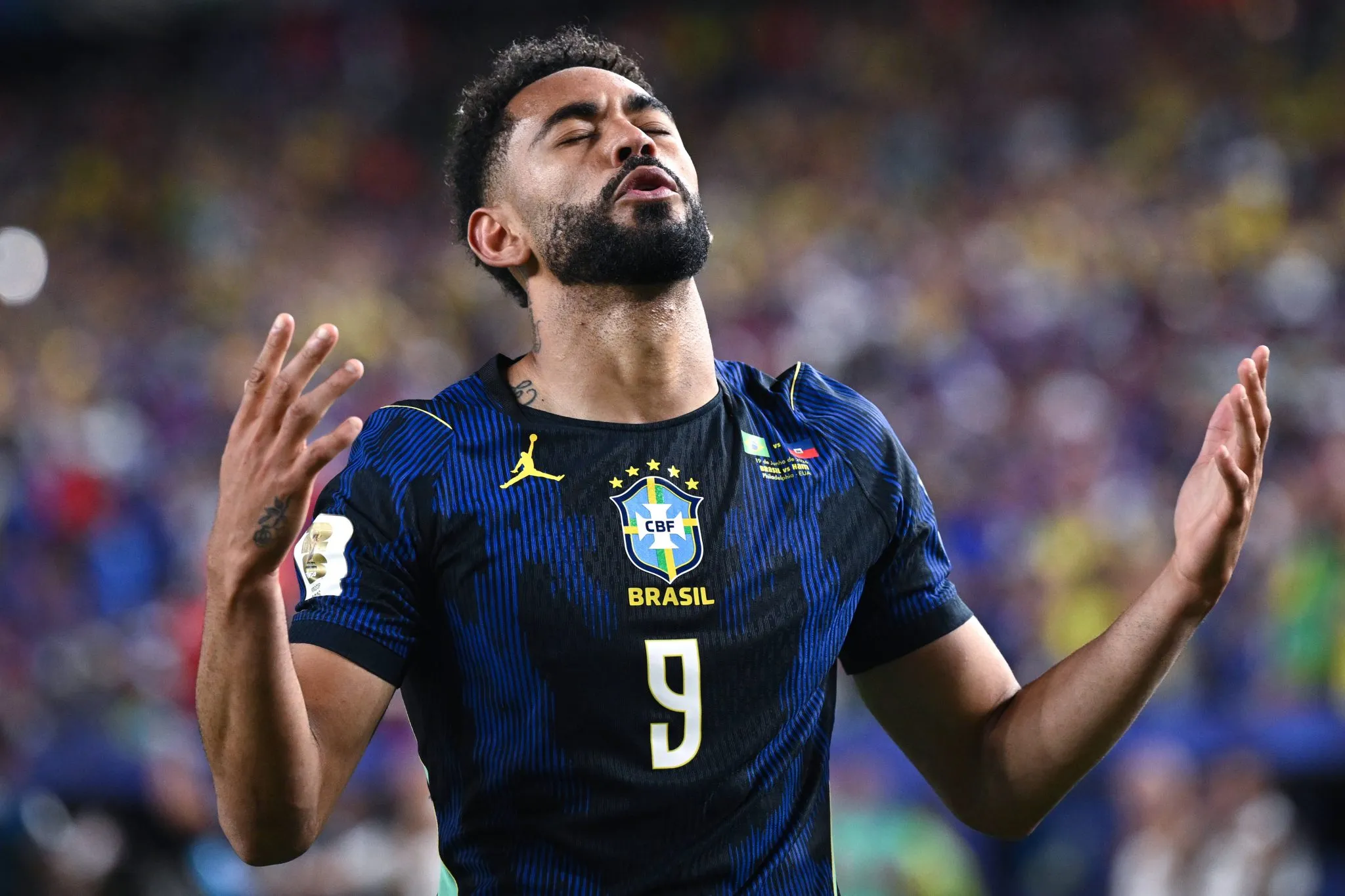 Matheus Cunha comemora gol pela sele&ccedil;&atilde;o brasileira contra o Haiti na Copa do Mundo