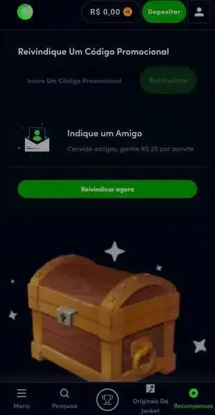 Captura de tela com o b&ocirc;nus por indica&ccedil;&atilde;o da Jonbet