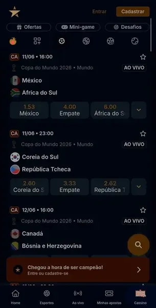Mercados de apostas dispon&iacute;veis na Estrela Bet na Copa do Mundo de 2026