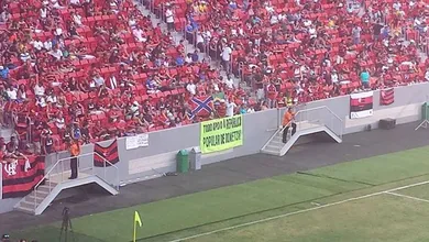 O amistoso entre Fla x Shakhtar foi palco para manifesta&ccedil;&otilde;es separatistas de Donetsk