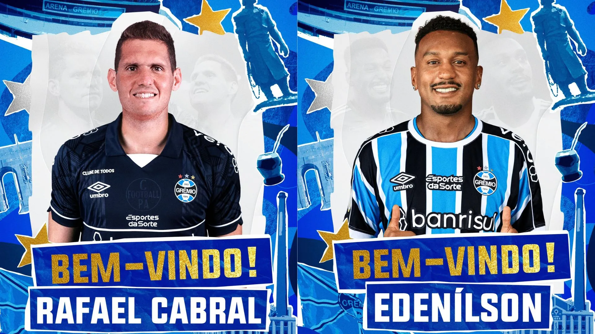 Gr&ecirc;mio anuncia contrata&ccedil;&otilde;es de Rafael Cabral e Eden&iacute;lson, que t&ecirc;m tra&ccedil;os em comum
