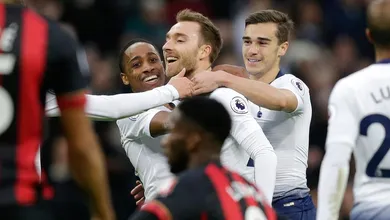 Novo vice-l&iacute;der, o Tottenham empilhou mais cinco gols e demoliu o Bournemouth em Wembley