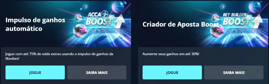 Banner promocionais da Novibet com suas condi&ccedil;&otilde;es especiais de b&ocirc;nus